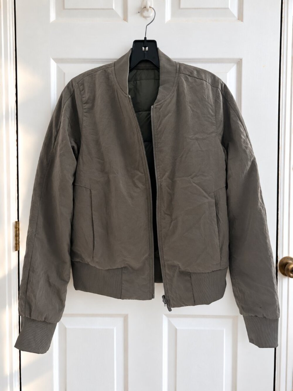Lululemon Non-Stop Reversible Bomber Jacket Olive Quilted Zip-Front Size 6